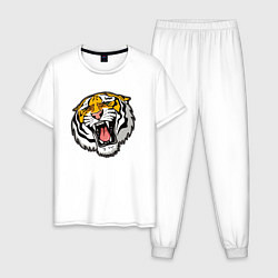Пижама хлопковая мужская Tiger, цвет: белый