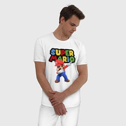 Пижама хлопковая мужская Super Mario Dab, цвет: белый — фото 2