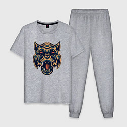 Пижама хлопковая мужская Devil Tiger, цвет: меланж