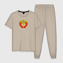 Пижама хлопковая мужская СССР, цвет: миндальный