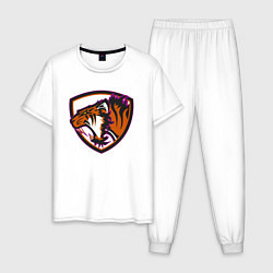 Пижама хлопковая мужская Тигр Убийца, цвет: белый