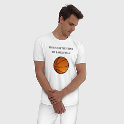 Пижама хлопковая мужская По венам баскетбол, цвет: белый — фото 2