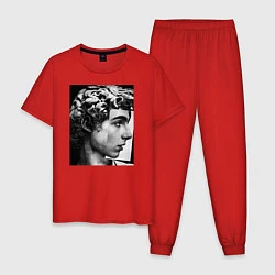 Пижама хлопковая мужская Давид Скульптура Тимоти Шаламе, цвет: красный