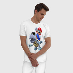 Пижама хлопковая мужская Mario hit, цвет: белый — фото 2