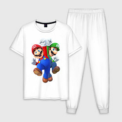 Пижама хлопковая мужская Mario Bros, цвет: белый