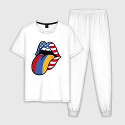 Пижама хлопковая мужская Армения - США, цвет: белый