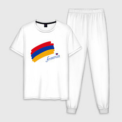 Пижама хлопковая мужская Любимая Армения, цвет: белый