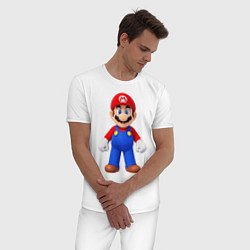 Пижама хлопковая мужская Mario, цвет: белый — фото 2