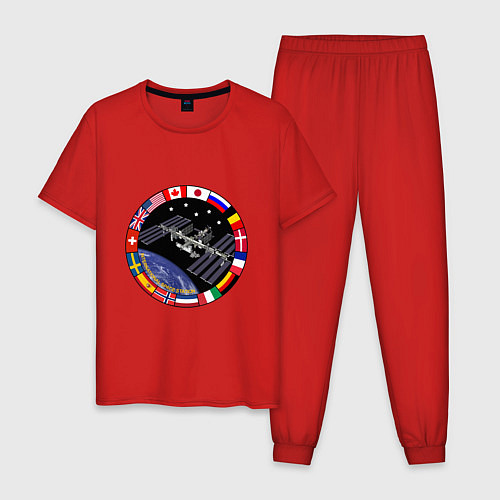 Мужская пижама Космическая станция / Красный – фото 1