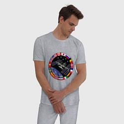 Пижама хлопковая мужская Космическая станция, цвет: меланж — фото 2