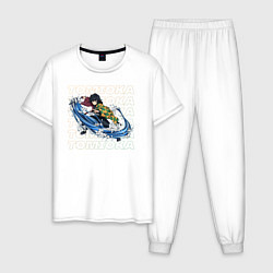 Пижама хлопковая мужская Tomioka, цвет: белый