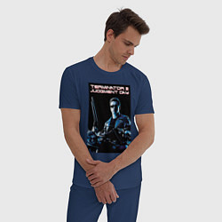 Пижама хлопковая мужская Арнольд Шварценеггер, цвет: тёмно-синий — фото 2