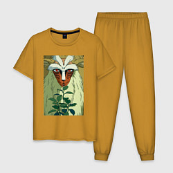 Пижама хлопковая мужская Forest spirit цвета горчичный — фото 1