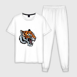 Пижама хлопковая мужская Face Tiger, цвет: белый