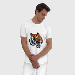 Пижама хлопковая мужская Face Tiger, цвет: белый — фото 2