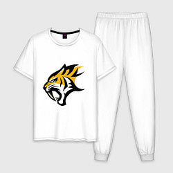 Пижама хлопковая мужская Scream Tiger, цвет: белый
