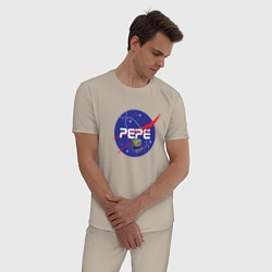 Пижама хлопковая мужская Pepe Pepe space Nasa, цвет: миндальный — фото 2