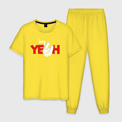 Пижама хлопковая мужская Hey Yeah!, цвет: желтый