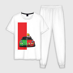 Пижама хлопковая мужская Concept car, цвет: белый