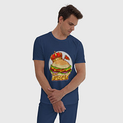Пижама хлопковая мужская Королевский бургер, цвет: тёмно-синий — фото 2