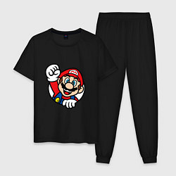 Пижама хлопковая мужская MarioFace, цвет: черный
