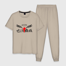 Пижама хлопковая мужская Tokyo Revengers Team Walhalla, цвет: миндальный