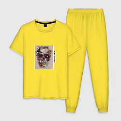 Пижама хлопковая мужская Blooming Skull, цвет: желтый