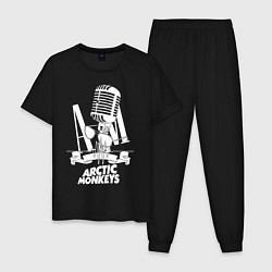 Пижама хлопковая мужская Arctic Monkeys, рок, цвет: черный