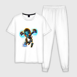 Пижама хлопковая мужская CryptoAlien, цвет: белый