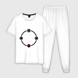 Пижама хлопковая мужская Squid Game Circle, цвет: белый