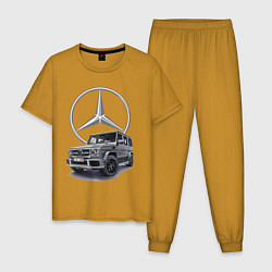 Пижама хлопковая мужская Mercedes Gelendwagen G63 AMG G-class G400d, цвет: горчичный
