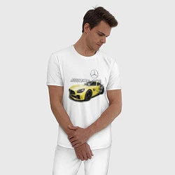 Пижама хлопковая мужская Mercedes V8 BITURBO AMG Motorsport, цвет: белый — фото 2