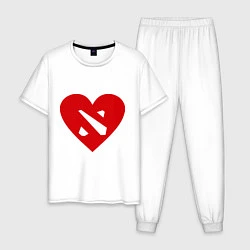 Пижама хлопковая мужская Love Dota 2, цвет: белый