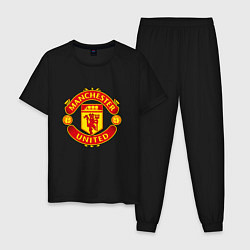Пижама хлопковая мужская Манчестер Юнайтед логотип, цвет: черный