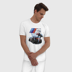 Пижама хлопковая мужская BMW M POWER Motorsport Racing Team, цвет: белый — фото 2