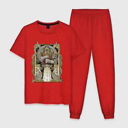 Пижама хлопковая мужская Бог славянский, цвет: красный