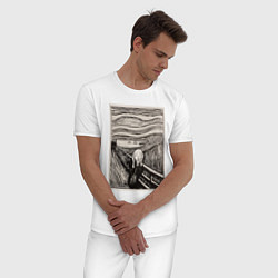 Пижама хлопковая мужская Эдвард Мунк Крик 1895, цвет: белый — фото 2
