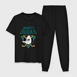Пижама хлопковая мужская Анахайм Дакс, Mighty Ducks, цвет: черный
