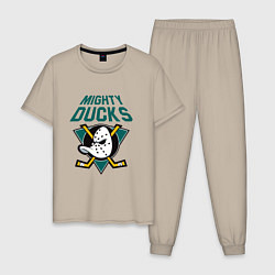 Пижама хлопковая мужская Анахайм Дакс, Mighty Ducks, цвет: миндальный