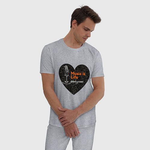 Мужская пижама Пойте с каждым ударом сердца / Меланж – фото 3