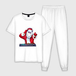Пижама хлопковая мужская Диджей Санта, цвет: белый