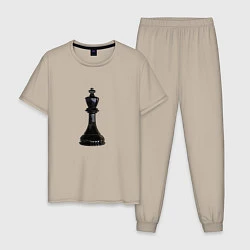 Пижама хлопковая мужская Шахматная фигура Чёрный король, цвет: миндальный
