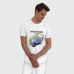 Пижама хлопковая мужская Путешествие на крутом внедорожнике, цвет: белый — фото 2