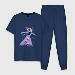 Пижама хлопковая мужская Alien Santa, цвет: тёмно-синий