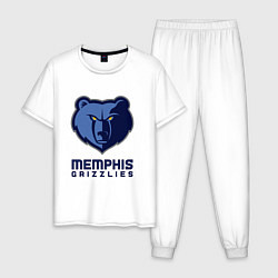 Пижама хлопковая мужская Мемфис Гриззлис, Memphis Grizzlies, цвет: белый