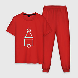 Пижама хлопковая мужская Кальмар - Игра, цвет: красный