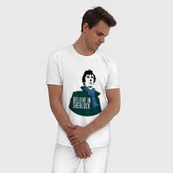 Пижама хлопковая мужская Шерлок 2024, цвет: белый — фото 2