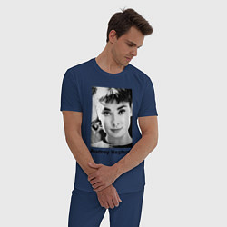 Пижама хлопковая мужская Одри Хепбёрн 88, цвет: тёмно-синий — фото 2