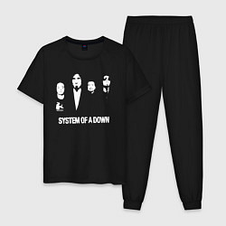 Пижама хлопковая мужская Состав группы System of a Down, цвет: черный
