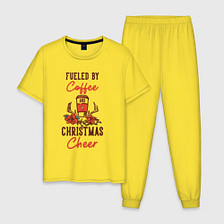 Пижама хлопковая мужская Christmas Coffee, цвет: желтый
